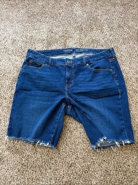 torrid Dark Blue Raw Hem Denim Bermuda Shorts